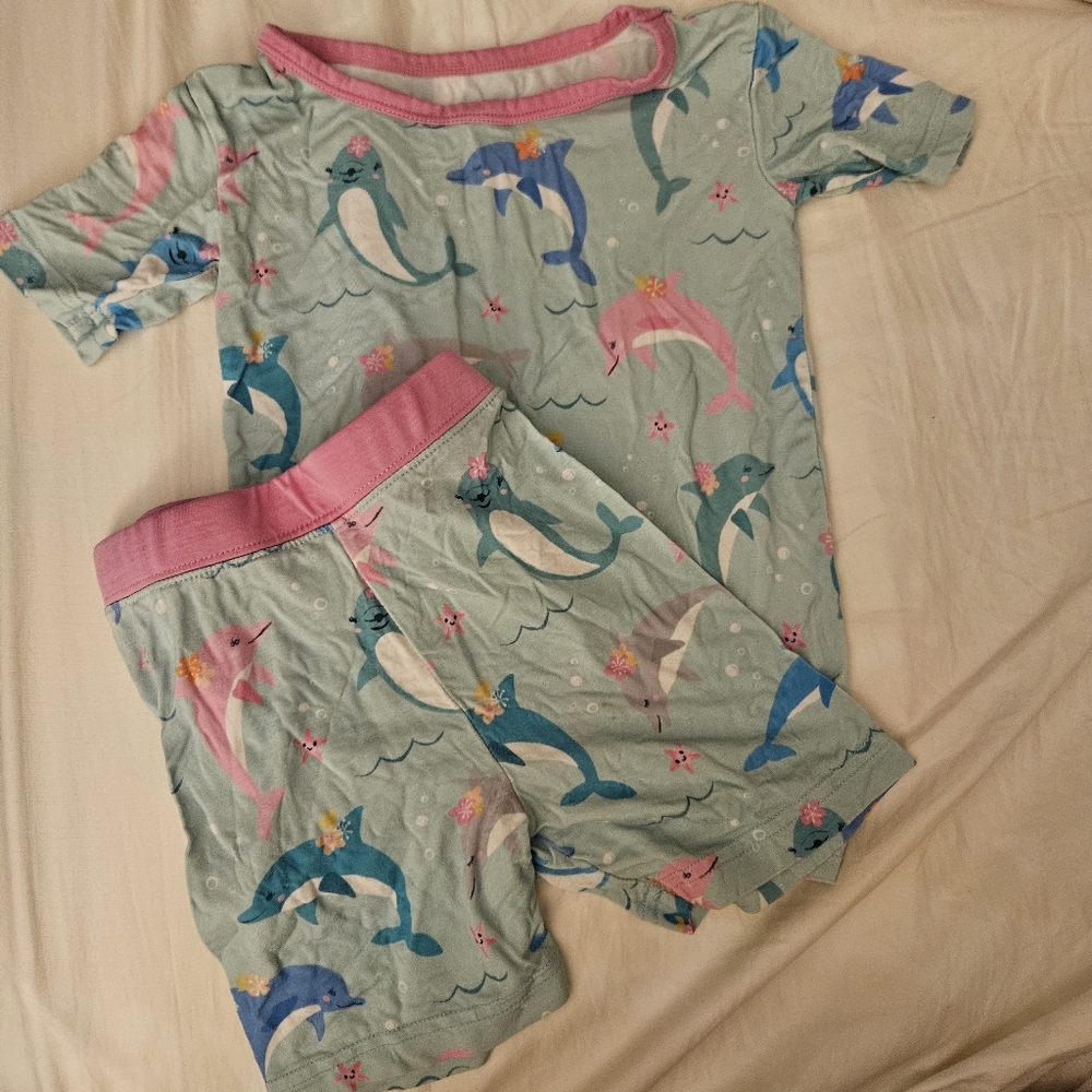 Little Sleepies Dolphin Dance Shorts Pajama Set 3T
